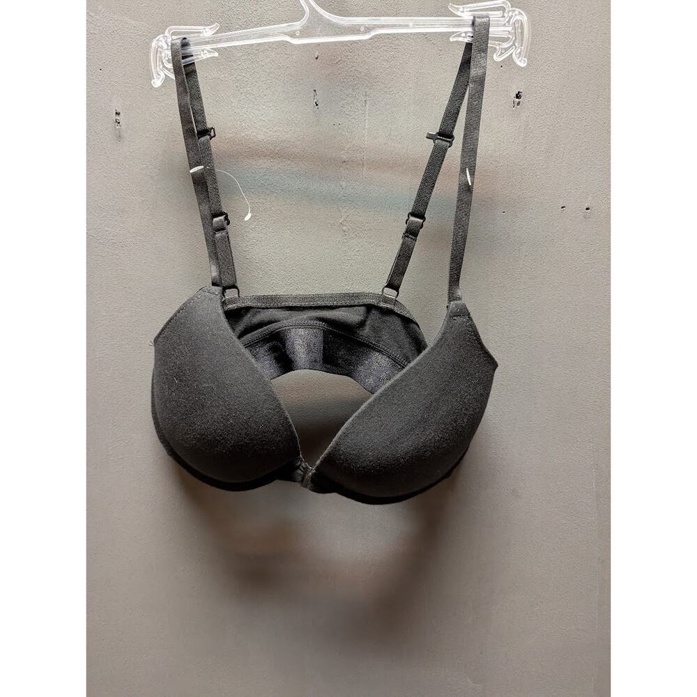 Bebe Pushup Bra size 34C Underwire Black Padded Back Closure Spellout Logo Band
